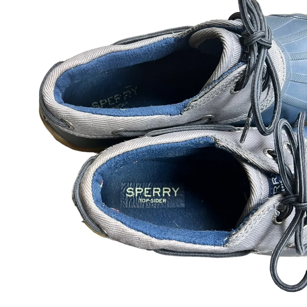 Sperry women’s navy low‎ rise rubber lace up duck boots SZ 7